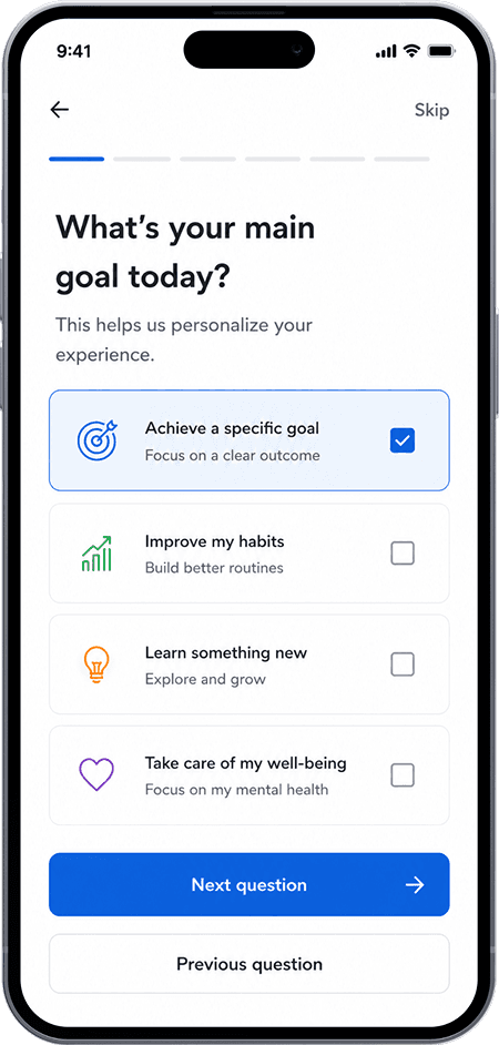 Well-designed onboarding screen