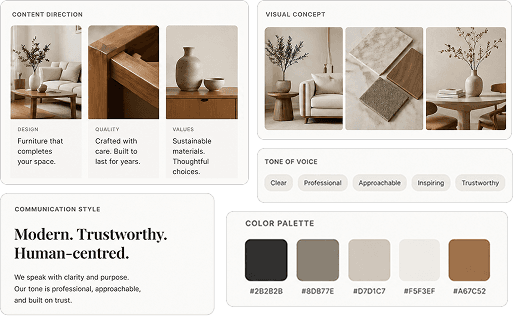 Based on this, we define the communication style, visual concept and content structure.